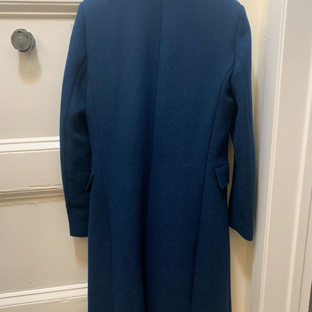 Mango Blue Wool Blend Coat